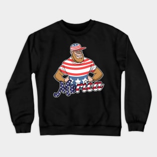 Merica Bigfoot USA Flag 4th Of July Fourth Crewneck Sweatshirt